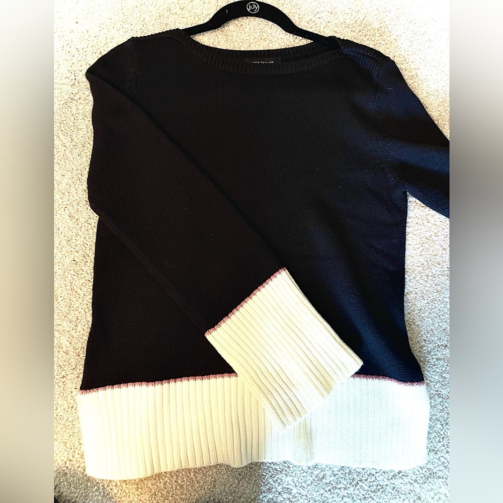 Ann Taylor black and white sweater